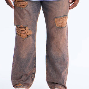 Washed Customized Color Breathable High Street Straight Regular Fit Mid Waist Lightweight Denim Skate <b>Pants</b> Men Women Wholesale - Product Image 6