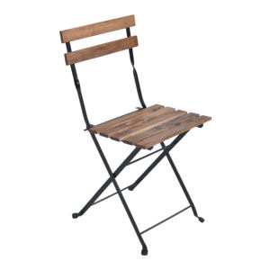 3-Piece Outdoor Bistro <b>Set</b> Folding <b>Table</b> <b>and</b> <b>Chairs</b> Wood Panel Modern Design Steel Frame Garden Patio Use - Product Image 5