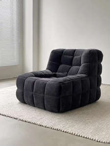 Fauteuil lounge sans accoudoirs en bouclette capitonné de style nordique moderne, <span class=keywords><strong>canapé</strong></span> confortable et décontracté pour salon, chambre à coucher, balcon - Product Image 1
