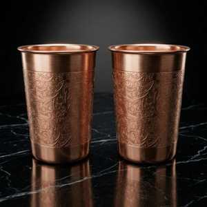 Hand Crafted Pure <b>Copper</b> Water <b>Cup</b>, Etched Luxury <b>Copper</b> Mug, Personalized Pure <b>Copper</b> Tumblers 8oz | Handmade Gift Cop - Product Image 4