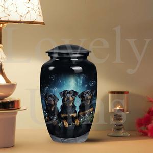 Black <b>dog</b> urn for ashes triple Rottweiler tribute keepsake urn pet memorial decorative <b>remembrance</b> <b>gift</b> - Product Image 4