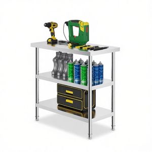 Tavolo da Lavoro in Acciaio per Cucina Commerciale con Ripiani Regolabili - Product Image 2