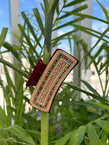 Premium High Quality Hand <b>Tooled</b> Leather Hair Claw <b>Clips</b> Western Hair Accessories Luxury Floral Genuine Cow Leather Hair <b>Clips</b> - Product Image 2