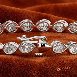 Pulsera de tenis de moissanita para mujer, de plata, con cadena fina, joyería de moda, piedra en forma de pera, elegante conjunto de accesorios de regalo - Product Image 4