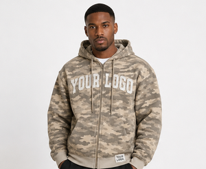 Custom Full Zip <b>Camo</b> <b>Hoodie</b> <b>for</b> <b>Men</b> 100% Cotton Heavyweight Fleece Sweatshirt Camouflage Zip Up <b>Hoodie</b> Oversized <b>Camo</b> Zip Up - Product Image 1