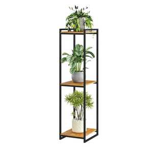 Support de plantes en métal minimaliste moderne avec étagères en bois pour plantes vertes d'intérieur et pots de fleurs - Product Image 1