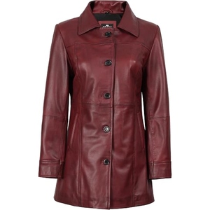 Women’s Full Length Genuine <b>Leather</b> <b>Coat</b> Premium Longline Trench Overcoat Classic Custom Wholesale Supplier - Product Image 3