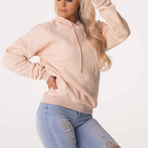 Sweat-shirt à capuche pour femme, couleur unie, coton, décontracté, manches longues, pull-over, vêtements d'automne avec poches, rose clair, sweats à capuche pour femme - Product Image 1
