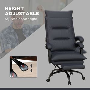 Sedia da Ufficio Riscaldata Grigia con 6 Punti di Vibrazione, Braccioli e Poggiapiedi Confortevoli, Base in Legno e Nylon per Massaggio e Relax - Product Image 6