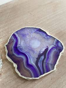 Customized Purple <b>Agate</b> Stone <b>Coaster</b> Irregular Shape Bohemian Design Tea <b>Coaster</b> For table Home Decor Hotel Restaurant Use UO - Product Image 3