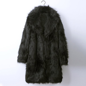 <b>Mens</b> Luxurious Fluffy Faux Fur Custom Artificial Fleece Fur <b>Jacket</b> Thick Winter Warm <b>Men</b> Fox Fur BlackBrown <b>Long</b> Coat - Product Image 6