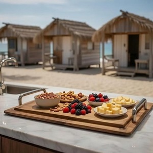 Organisateur de salle de bain en bois de qualité supérieure – Plateau de comptoir en bois massif pour distributeur de savon et accessoires - Product Image 3