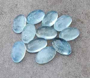 Pierre précieuse naturelle Aqua Milky, forme ovale grande, cabochon calibré, pierre précieuse en vrac pour bijoux - Product Image 2
