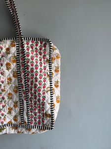 Bolsa de compras acolchada de patchwork, bolso de hombro de algodón con patrón bordado, bolso casual abierto, regalo para ella - Product Image 5