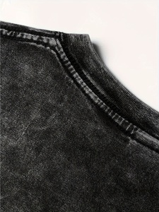T-shirts pour hommes en coton peigné épais, vente en gros d'usine, haute qualité, logo personnalisé, style décontracté vintage à manches courtes, gris - Product Image 5