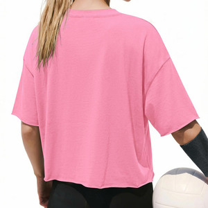 T-shirt court décontracté pour femme en jersey 100 % coton, coupe ajustée, col rond, avec appliques et logo personnalisé – Collection High Street - Product Image 3