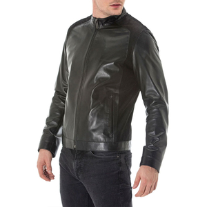 Veste d'hiver en cuir d'agneau véritable pour homme, qualité supérieure, design vintage, style motard, fabrication OEM. - Product Image 3