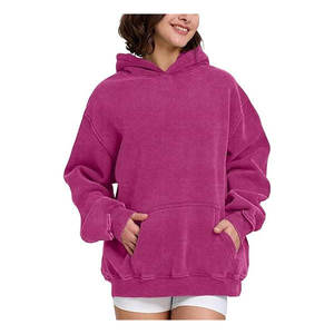 Sudadera con capucha unisex extragrande de poliéster y algodón con lavado ácido, estilo vintage, de felpa gruesa, para invierno, corte holgado - Product Image 2