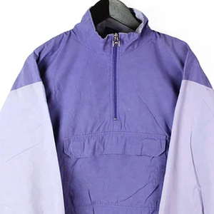 Unisex Purple Color Blocking Tracksuit Set Full Sleeve Quarter Zip <b>Jacket</b> With Side Pockets And Drawstring Pants Casual Spring W - Product Image 2