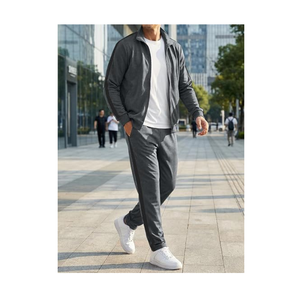 ODM Custom Printed <b>Zip</b> <b>Up</b> <b>Jacket</b> & Sweatpants <b>Gym</b> Fitness Jogging Suit Set - Product Image 2
