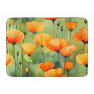 California Poppies Aquarelle Mousse À Mémoire Tapis De Bain Lavable En Machine Anti-Fatigue Tapis De Cuisine Confort Coussin pour Bain Cuisine - Product Image 1