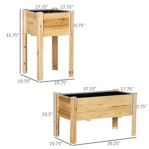 Set of 3 Elevated Wood <b>Planter</b> <b>Box</b> Raised Garden Bed with Legs Liner for Outdoor Plants Vegetables Herbs Flowers Backyard Patio - Product Image 3