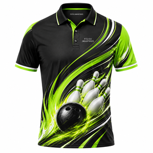 เสื้อโปโลโบว์ลิ่งแบบกำหนดเองสำหรับผู้เล่นทุกคน พิมพ์ลายแบบ Sublimation เสื้อทีม โพลีเอสเตอร์/คอตตอน ผ้าถักลำลอง ไซส์พลัส - Product Image 6