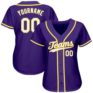 Custom Purple Baseball Jersey Men's Short Sleeve Teams Logo Screen Printed Breathable Polyester Regular Fit All Seasons - Product Image 2