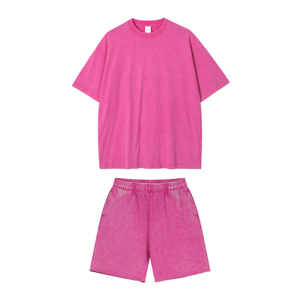 Nouvel Arrivage Vente en Gros en Ligne 2026 Ensemble Short d'Été Homme Streetwear 100% Coton Délavé à l'Acide Deux Pièces Imprimé pour Homme - Product Image 4