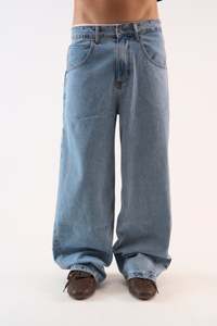 <b>Men's</b> Vintage Faded Gray Wide Leg Cotton Blend <b>Jeans</b> Washed Gradient Cropped Denim Streetwear Baggy Length Pants - Product Image 5