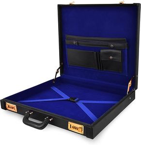 Mallette rigide de luxe pour tablier maçonnique avec broderie machine (Or) – Simili cuir noir – Étui rigide avec pastille magnétique - Product Image 4