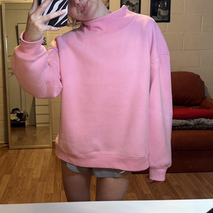 เสื้อฮู้ดดี้ผู้หญิงคุณภาพสูง ทรงโอเวอร์ไซส์ ผ้าฟลีซหนานุ่ม สีชมพูล้วน ปักลายตามสั่งด้านหน้า แบบสวมหัว ใส่ได้ในฤดูร้อน - Product Image 2