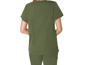 Women latest design <b>Scrub</b> Set Olive Green V Neck Short Sleeve Cotton Polyester Hospital <b>Uniforms</b> Pants Casual Medical - Product Image 2