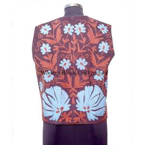 Chaqueta de Botones con Diseño Floral Vintage para Mujer, Otoño Invierno, Hecha a Mano, 100% Algodón, Chaleco Bordado con Diseño Floral para Mujer - Product Image 3