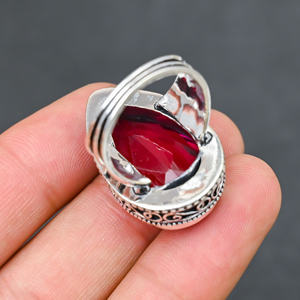 Bague en quartz tourmaline rose, argent 925, bijoux de luxe pour soirée - Product Image 3