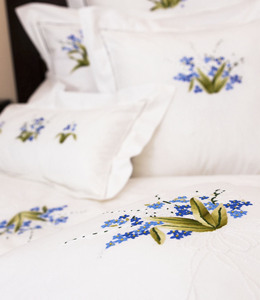 Custom Wholesale Embroidery Blue Flower & Bow Home Duvet Cover Sets Cotton Machine-washable Hemstitch <b>Bedding</b> Sets Home Wedding - Product Image 3