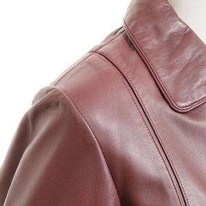 Women's Genuine <b>Leather</b> Blazer Full Sleeve Turn-down Collar Single Breasted Winter solid Color Regular Length - Product Image 5