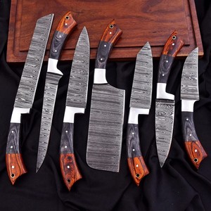 Hot Sale Professional Damascus Steel Kitchen Chef <b>Knife</b> <b>Set</b> Handmade Fix Blade with Wood Handle Sharpness Guaranteed Low Price - Product Image 3