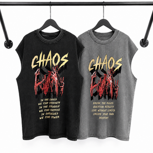 Wholesale Premium Quality Sleeveless <b>Tank</b> <b>Top</b> Neck <b>Black</b> Grey Casual Style Custom Branding Printed Acid Wash <b>Tank</b> <b>Tops</b> - Product Image 1