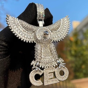 Eagle Moissanite <b>Pendant</b> 925 <b>Silver</b> Gold Plated Hip Hop Charms Everyday Wear Rapper Bling <b>Pendant</b> Custom <b>Initial</b> Letter <b>Pendant</b> - Product Image 3