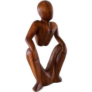 Escultura de Yoga de Madera con Acabado Natural para Decoración del Hogar Hecha a Mano y Pieza Decorativa Artística Inspirada en la Meditación - Product Image 3