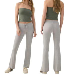 Pantalon de yoga écoresponsable taille haute pour femme, coupe large évasée, anti-humidité, idéal pour le sport et la détente, vente en gros, OEM - Product Image 1