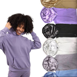 Sweat-shirt à capuche unisexe violet, couleur unie, coupe ample, décontracté, en molleton tricoté, pour l'automne - Product Image 1