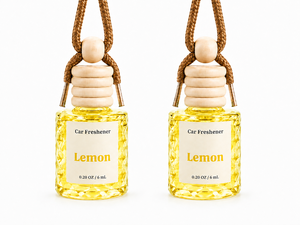 Creative Elegant Glass Lemon Aromatherapy Car <b>Perfume</b> Bottle Wooden Cap Pendant Refillable Long Lasting Fresh Citrus Scent Hang - Product Image 3