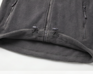 Veste polaire grise pour homme, entièrement zippée, col montant, décontractée, respirante, en polyester tricoté, pour l'automne, coupe classique - Product Image 4