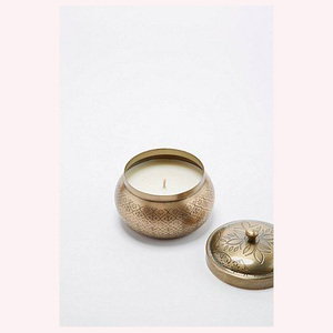 Customized Decorative Metal Candle Holder Jar with Cover for Premium Candle Packaging and Bulk Orders - Product Image 1