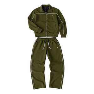 ชุดฮู้ดดี้และกางเกงจ็อกเกอร์ Olive Piping สไตล์วินเทจ ชุดกีฬา คอซิป ตัดเย็บตามสั่ง ผู้ผลิต OEM ODM - Product Image 3