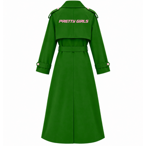 Custom Alpha Kapa Alpha sorority long trench <b>Coat</b> embroidered logo Notched Collar Full Sleeve green and pink <b>wool</b> <b>coat</b> forfemale - Product Image 3