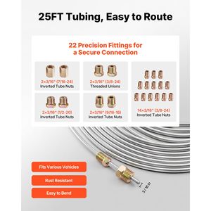 ABARTH Nuovo Kit Riparazione Tubi Freno da 3/16" con Attrezzo Svasatore a 45°, Tubo Freno in Rame da 25FT e 20 Raccordi - Product Image 3