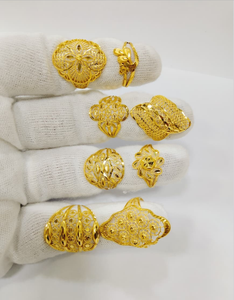 Anillos Elegantes de Diseño Turco Clásico para Mujer, con Intrincado Patrón de Filigrana, Estilo Oriental, Grandes y llamativos, de Oro Sólido de 22K - Product Image 1